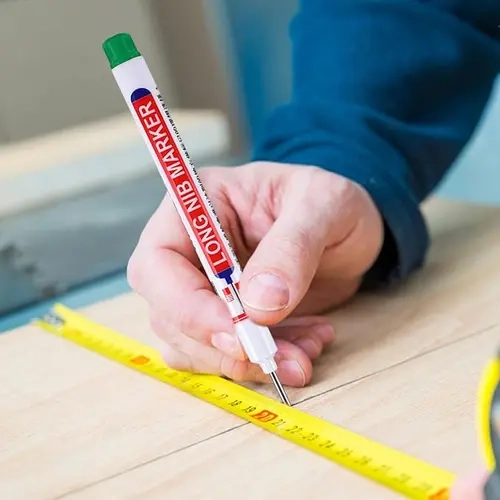 4PCS 20mm Deep-Hole Marker Pen with Long Metal Tip - Quick-Drying Waterproof Ink, Fine Durable Point for Precise Lines, Multiple Surfaces Markable, Office Stationery for Woodworking & Construction Site Marking