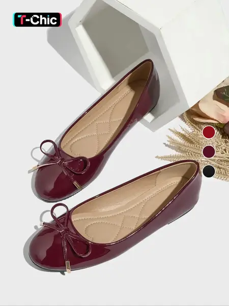 Women's Elegant Solid Color Bowknot Design Mary Jane Shoes, Fashionable Comfortable Pointed-Toe Flat Shoes, Casual Lightweight Breathable Ballerina Flats for Daily Wear