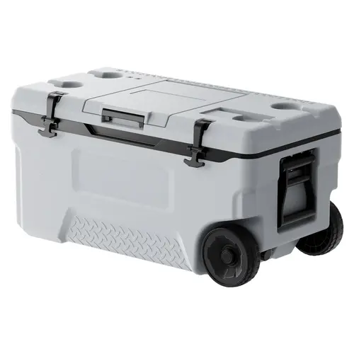 【Fallpicks】VEVOR 74QT Capacity Rolling Hard Shell Ice Box, 120-Can Insulated Rigid Plastic Drink Cooler with Transport Wheels & Cup Holder, Cold Storage for Food & Beverages for Hiking/Camping
