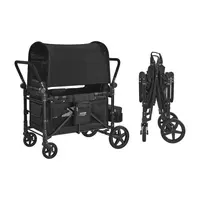 【Fallpicks】Wagon Stroller for 4 Kids Push Pull Quad Collapsible Stroller 330LBS Loading