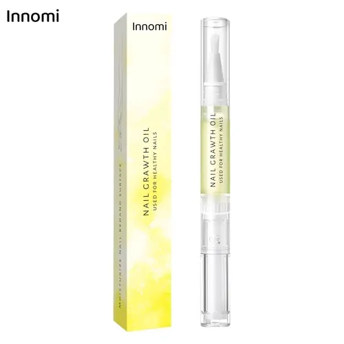 Innomi Nail Strengthener Oil - 3ml Organic Vegan Cruelty-Free Cuticle Pen with Biotin, Vitamin E+C, Tea Tree Oil, Alpha Hydroxy Acid, Brightening, Deep Hydration for Soft Nails, Adult Nightly Treatment