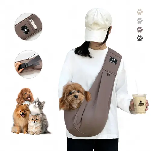 PAWPUBBY Dog & Cat Sling Carrier - Vet Approved, Adjustable Padded Shoulder, Breathable Fabric, Portable Design with Buckle, Snap, Hook and Loop for 15lbs Max Small-Medium Pets, Puppies, Newborns, Travel Shopping Use, Father's Day Gift Animal