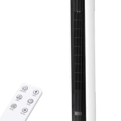 [DealsForYouDays] Non-AC Antarctic Star 37 in Bladeless Tower Fan - Portable Electric 80° Oscillating Fan with LED Display, Touch & Remote Control, 39dB Sleep Mode, 3/6 Speed Settings, 12H Timer Set, 85° Even Airflow for Bedroom, Office (Black & White)