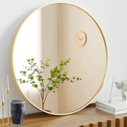 Sweetcrispy Shatterproof Round Aluminum Frame Wall Mounted Mirror - Bathroom Mirror for Vanity Over Sink, Home Goods Bathroom Accessory, Room Decor