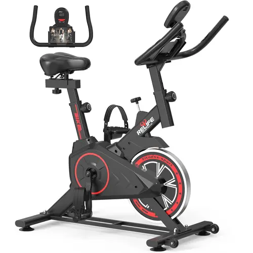 Relife Sports Unisex Stationary Exercise Bike - Home Exercise Equipment with Silent Belt Drive, Adjustable Seat Cushion, LCD Monitor, Steel Frame, Triangle Base, Anti-Slip Foam Handlebar, 330 lbs Capacity for Cardio at Home, Stay Active