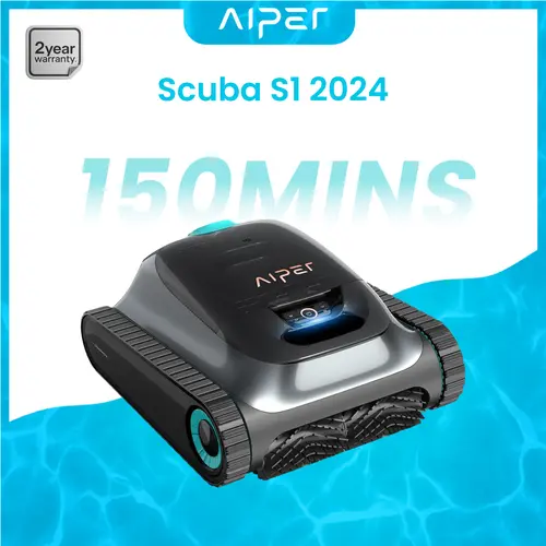 AIPER Scuba Classic Cordless Robotic Swimming Pool Cleaner, 4 Cleaning Modes, 2-Year Product Protection, for 1,600 Sq.ft Inground Pools, Smart Navigation, Wall & Waterline Cleaning, Crystal-Clear Water