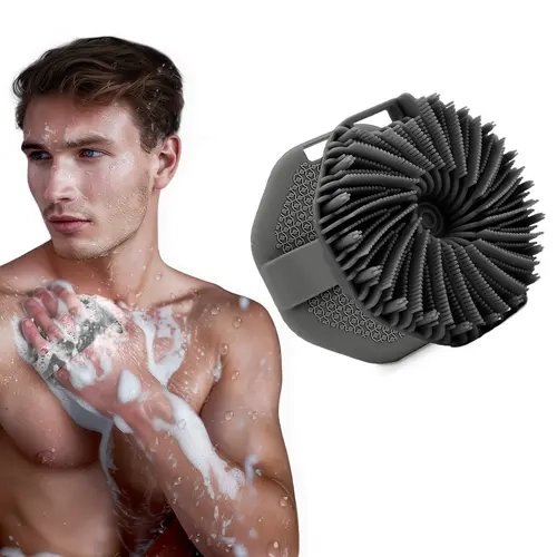 Silicone Body Scrubber，Exfoliating Body Scrubbers for use in Shower,Gentle Exfoliating and Lather Well，Silicone Body Brush for Showering and Anti-Slippery Handles for All Skin Types