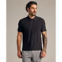 True Classic Men's Button Simple Solid Color Active Short-Sleeve Polo Top - Polyester-Spandex Fabric, Moisture-Wicking, 4-Way Stretch Shirt for Office, Golf Wear, Simple Solid Color Polo Shirts