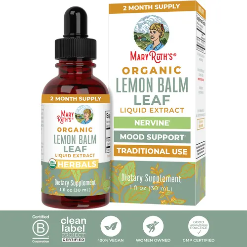 MaryRuth's Organic Lemon Balm Leaf Liquid Extract - Mood Support -  Relaxation - Calming - Nervine Herbal - Vegan - Non-GMO - Gluten Free - 1 Fl Oz