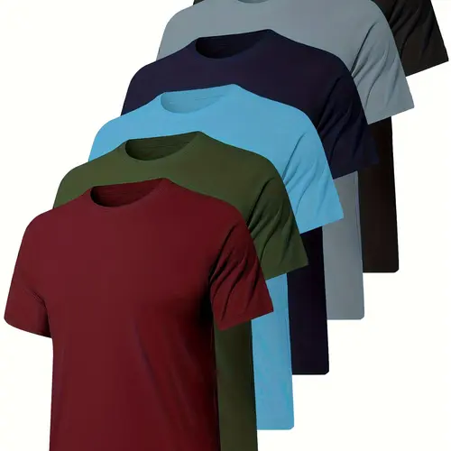 Men's 6-Pack Loose Fit Running Tops - Quick Dry, Lightweight, Moisture-Wicking, UV-Protective All-Season Short-Sleeve Performance 6pack Workout Set for Gym, Runs