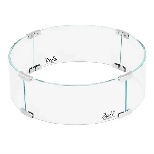 Bali Outdoors Round Wind Glass for Fire Table, Clear Tempered Glass Flame Guard with Hard Aluminum Corner Brackets