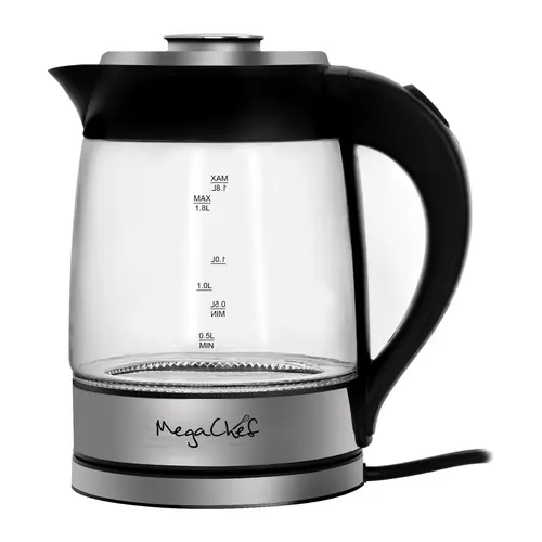 MegaChef 1.8 Liter Cordless Glass Kettle with I  nfuser