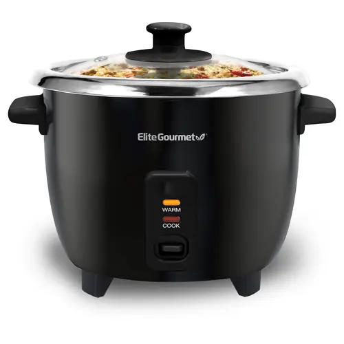 Elite Gourmet 6-cup Rice Cooker with  Stainless Steel Pot