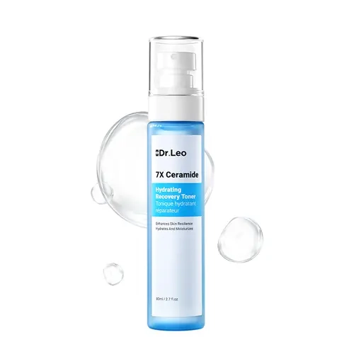 Dr.Leo 7X Ceramide Repair Hydrating Toner - Hyaluronic Acid, Oil-Free Bottle, Deep Hydration, Smoothing, Redness Reduction, For Dry Sensitive & Combination Skin, Pregnant Women-Safe, 80ml