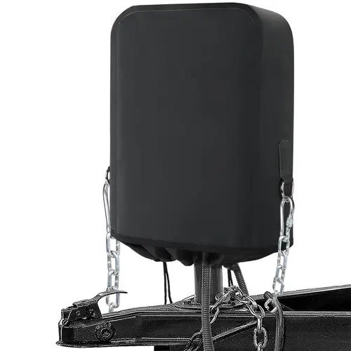 Safoner RV Electric Tongue Jack Cover, Heavy-Duty Waterproof with Chain Hook Heavy-Duty Waterproof PVC, UV& Weather Protection, Secure Drawstring Closure, Built-In Chain Hooks, RV Essentials Accessories