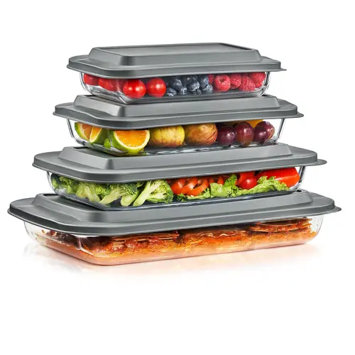 Sorbus Deep Glass Baking Dish Set with Lids (8-Piece)