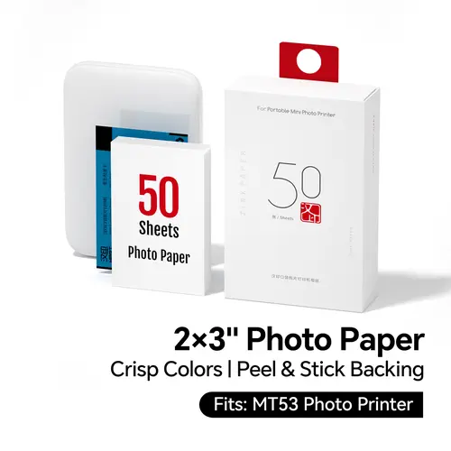 2×3 Photo Paper 20–60 Sheets for HPRT MT53 Mini Printer, Sticky Back, Peel & Stick, Instant Dry, Vivid Colors, Adhesive Photo Paper Refills