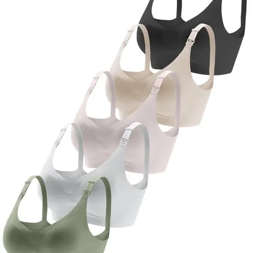 Maternity's Solid Color Nursing Bra with Removable Chest Pad, Comfortable Breathable Pregnancy Maternity Bra, Maternity Lingerie for All Seasons, Maternity Bras for Breastfeeding, Breathable Underwear
