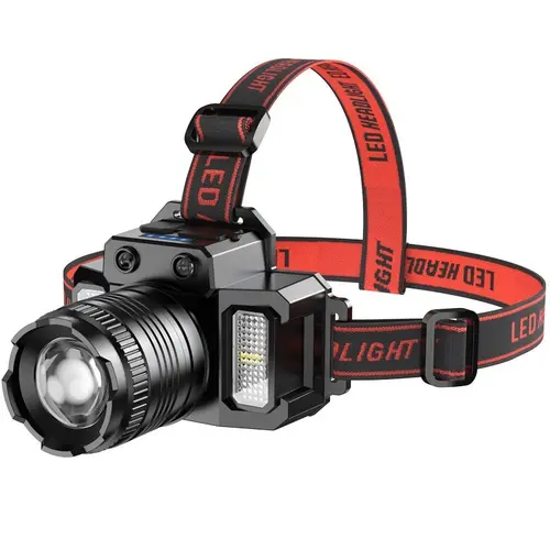 Headlamp Rechargeable, With Induction And Zoom Function, 5 Modes, Lpx4 Waterproof, 90° Adjustable Headlamp For Camping, Outdoor And Hard Hat Light, Car Repair