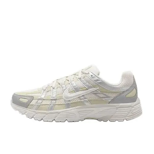 Nike P-6000 Female Neutral Walking Running Shoes - Phantom Mesh, Light Army Suede Detail Look, Breathes Easy, Rubber Sole, Foam Cushion, Lace-Up, Metallic Accents, Lightweight, True-To-Size for Everyday Active Use