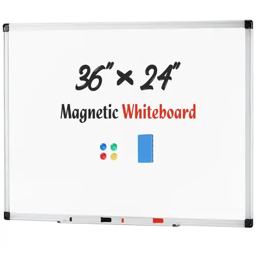 Sweetcrispy Vertical Large Magnetic Dry Erase Whiteboard Bulletin Board - 35.4" x 23.6", Office & School Presentation Supplies, W/1 Eraser, 2 Markers, 4 Magnetic Pins, Pen Holder, Ideal for Home Office Use
