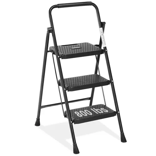 Sweetcrispy Heavy Duty Foldable Retractable Stepladder - Lightweight Portable, Wide Anti-Slip Foot Pedal, 800lbs Load Capacity, Cushioned Handle, Durable Materials, Ladders for Home Kitchen Bath Garage Tasks