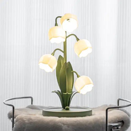 #Lilyvalleylamp 5-Lily Flower Vintage Table Lamp - #SohoChic, Unisex, Adjustable 3-Color (Warm/Neutral/Cool) LED, G4 Socket, 5.98"h Compact Fit, Home Decor, Bedroom Use, Free LED Bulbs, 4-Step Installation, Gift-Ready Lamp for Parents