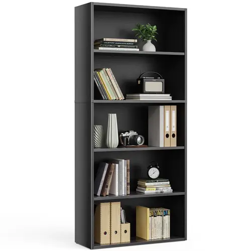 Sweetcrispy Industrial Bookshelf Tower - 53" Tall Floor Standing Open Layered Multi-Shelf Storage Organization Furniture, Stable Antitip Safe, 53" Tall Display, Shelves for Bedroom, Room Decor for Small Spaces & Home Office