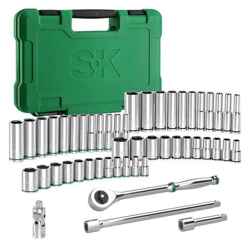 #toolupgrade SK Drive Socket Set with 216-P Quick-Release Ratchet, SAE & Metric, SuperKrome Finish, Premium CR-V Construction, with Storage Suitcase