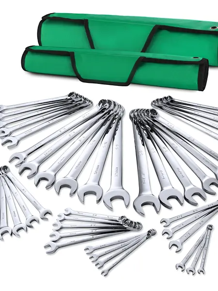 #fathersdaygift SK Combination Wrench Set, SAE & Metric, SuperKrome Finish, Premium CR-V Construction, with Rolling Pouch