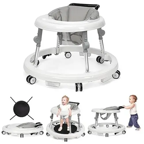 Baby Walker Foldable with 9 Adjustable Heights, 7-18 Months  Baby Walkers, with Wheels Portable Anti-Rollover,Rolling portable design, Walkers For Babies, Infant Walker