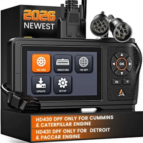 ANCEL HD430-HD431 Heavy Duty Truck & Car OBD2 Scan Tool, Wi-Fi Enabled, Spanish Support for Mechanics, Truck Repair – HD430 DPF for Cummins/Caterpillar, HD431 DPF for Detroit/Paccar Engine Full System Code Reader