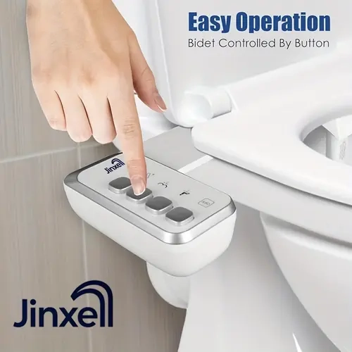 JINXELL ABS Toilet Bidet Attachment - Ultra-Slim Non-Electric Bathroom Gadget with Handheld Sprayer, Fresh Cold Water Flow, Retractable Self-Cleaning Nozzle, Adjustable Pressure, Easy Maintenance, Space-Saving Design, Attachment & Bidet Parts, Handheld Bi