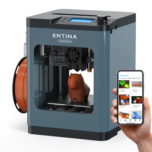Entina Tina2 Plus 3D Printer, 250mm/s Fast Printing Mini 3D Printer, Easy to Use Starter with WiFi App Control for Kids & Beginners, Fully Assembled, Auto Leveling, High Precision, PEI Build Plate