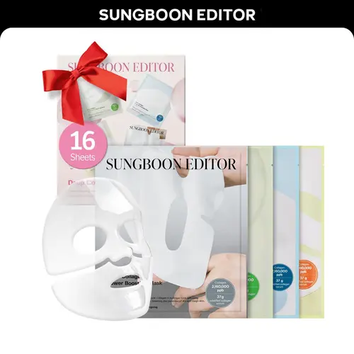 [Sungboon] Glazed Skin Collagen Mask Kit (16pcs) | Cica, Hydration, Vita, Brightetning, Glow Booster Kbeauty gift set | All-In-One K-Beauty Essential Brightening Daily Firming Calming Sheet Gentle