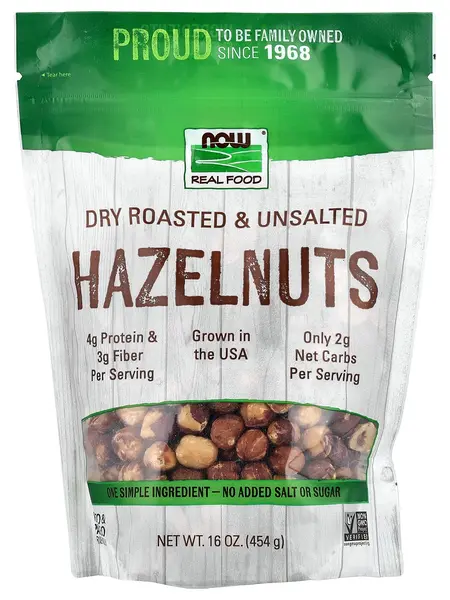 NOW Foods Hazelnuts, Dry Roasted & Unsalted, 16 oz (454 g)