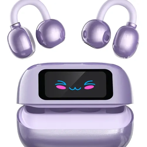 MINISO Electronic Smart Wireless Bluetooth Earbuds - Built-in Camera, On-Ear Compatibility, 1.5H Fast Charging, 60H Total Battery Life, Real-Time Charging Case/Earphone Battery Display, Sweatproof for Commuting, Sports