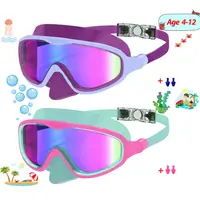 Sharkite 1 Pack Children's Swimming Goggles 4-12 Years Anti-fog UV Wide Field of View Boys and Girls Swimming Goggles summerwins,summerwins
