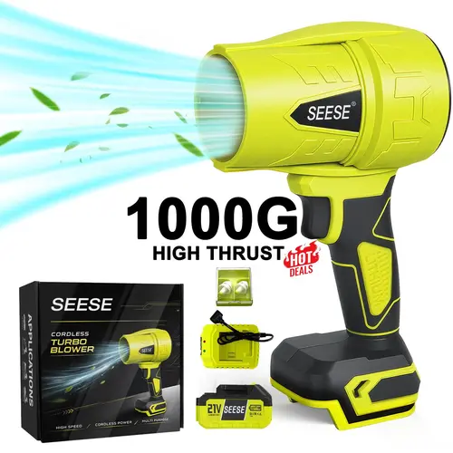 SEESE Cordless Leaf Blower Violent TurboFan,BrushlessPure Copper Motor Jet Fan With Battery,CordlessTurbo Super Power Air Duster, Car Drying after Wash, SnowRemoval backtoschool