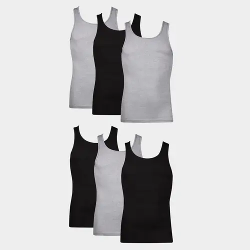 Hanes Men's Cotton Tank Top Undershirt 6-pack Underwear Multi Pack Comfortable Fit Soft Stretch Fabric Breathable 392bg6