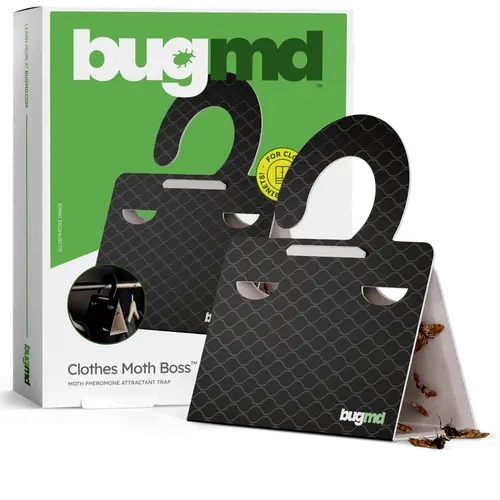 BugMD Clothes Moth Boss Traps Black - Sticky Glue Bug Repellent Pheromone Attractor for Closets Wardrobes Cabinet Drawers, Moth Balls for Closet, Moth Traps with No Harsh Chemicals
