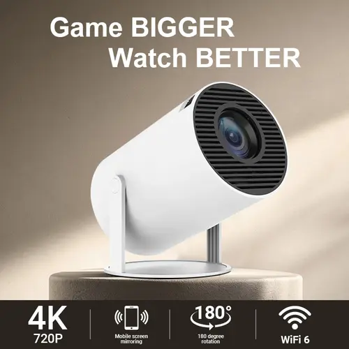 Portable Projector - Outdoor Mini 4K Decoder with 5G WiFi 6 & BT 5.0 - 720P Full HD, 160 ANSI Lumens - Ideal for Android Audio, Bluetooth Gaming, Home Theater - DealsForYouDays