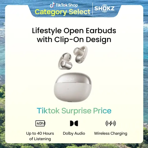 SHOKZ OpenDots ONE - Open-Ear Headphones - Wireless Bluetooth Earbuds with Microphone - Premium Dolby Audio - Water Resistant - Fast Charging - Up to 40 hrs Playtime