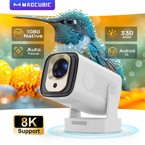 [US warehouse] Magcubic HY310 Projector 330ANSI Auto Focus Keystone Correction 8K Videosource Supported BT5.4 WIFI6 60Hz Reflash 130"Screen Audio Airmouse Built-in Speaker Allwinner H726 180°Flexible Rotating #tiktokshopstockup