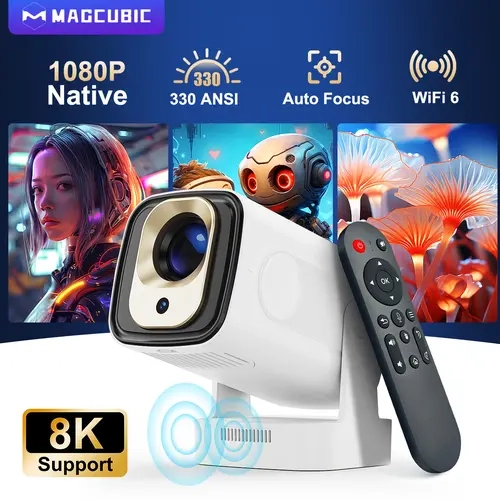 [US warehouse] Magcubic HY310 Portable Projector Auto Focus 330ANSI Native 1080P Android 14 BT5.4 WIFI6 8K Supported Smart 60Hz Reflash Home Cinema Mini Projector 130"Screen Built-in Speaker Allwinner H726 #tiktokshopstockup