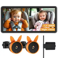 Babyvue Dual Baby Car Camera for 2 Kids - 7.2" 1080P HD Digital Camera Monitor, Night Vision, Brightness Adjustment, Easy Installation, Rear-Facing View, Cable Clips for Parents, TikTokShopBacktoSchool
