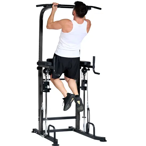 DlandHome 5-in-1 Viral Gym Power Tower • Dip/Pull Up/Assisted Pushups • Adjustable Pro Strength Training • Space-Saving & Beginner-Friendly,Adjustable ,pullup, machineHeavy Duty Power Tower