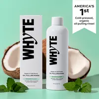 WHYTE Organic Oil Pulling Rinse - Natural Gentle Oral Care Cleanser, Maximum Oral Detox, Coconut Oil Mouthwash, Teeth Whitening, Fresh Breath, Alcohol & Fluoride Free, Spearmint, 8 fl oz Single Item
