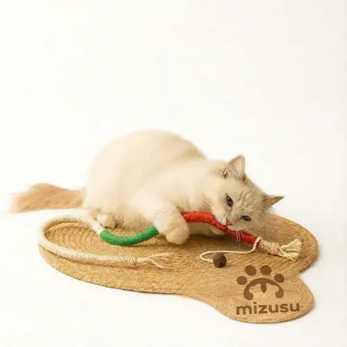 Organic Cotton Cat Chew Rope Toys Set - 3 Pcs Colorful Snake-Shape Ropes (27.5in), Safe Chewing, Tartar Control Teeth Cleaning, Indoor Play, Energetic & Healthy Exercise, with Free Catnip for Indoor Cats