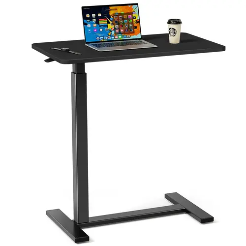 Sweetcrispy L-Shaped Sit-Stand Adjustable Height Caster-Wheeled Bedside Desk - Laptop-Friendly Furniture for Small Spaces, Tropical Accent Side Table, Portable Side Tables, Nightstand, Multi-Functional Indoor Study Desk